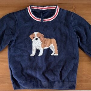 Janie and Jack Navy Sweater with Striped Collar